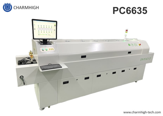 تمام اتوماتیک ریل 6 temp مناطق کوره بازپرداخت بدون سرب 2200 * 350mm PC کنترل دستگاه گرمایش
