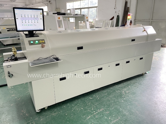 PC6635 ریل + کنترل PC کوره بازپرداخت بدون سرب 2200 * 350mm 6 temp Zones Soldering Machine