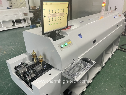 PC6635 ریل + کنترل PC کوره بازپرداخت بدون سرب 2200 * 350mm 6 temp Zones Soldering Machine