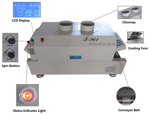 فر اجاق گاز دسکتاپ T961 با نوار نقاله 730 * 230mm 6 temp Zones 3.5KW دستگاه لحیم کاری