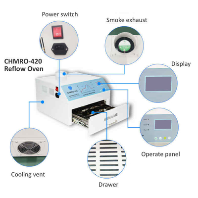 هوای گرم + مادون قرمز 2500 واتی بدون سرب اجاق گاز CHMRO-420 SMD Heating Station