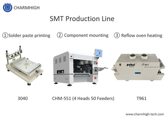 خط تولید کوچک SMT با دقت بالا 3040 چاپگر استنسل CHM-551 SMT تراشه نصب کننده فر T961