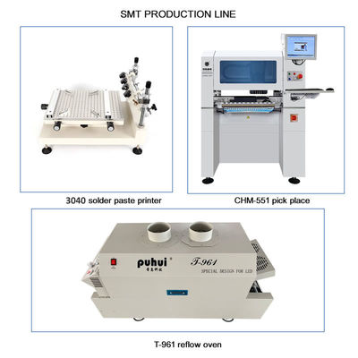 خط تولید کوچک SMT با دقت بالا 3040 چاپگر استنسل CHM-551 SMT تراشه نصب کننده فر T961